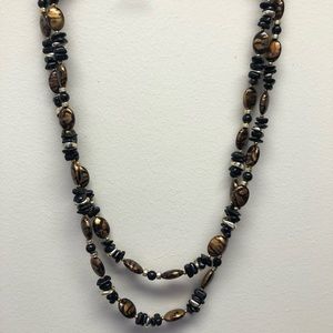 Vintage Copper and Black Onyx colored double-strand necklace